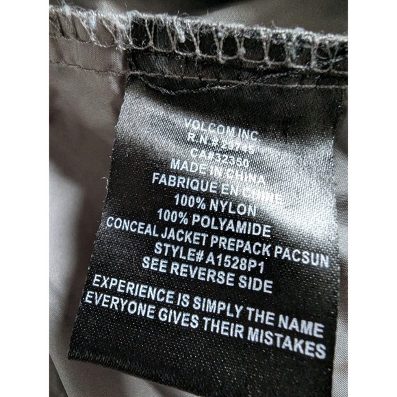 Volcom Orange Gray Black Stripe Windbreaker Men's M Hidden Checkered Print Hood - Picture 13 of 15